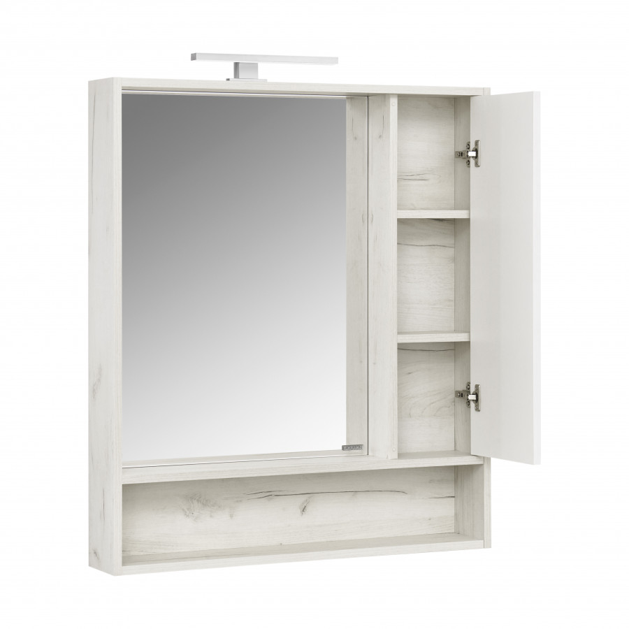 Зеркальный шкаф ФЛАЙ 80, белый, дуб крафт