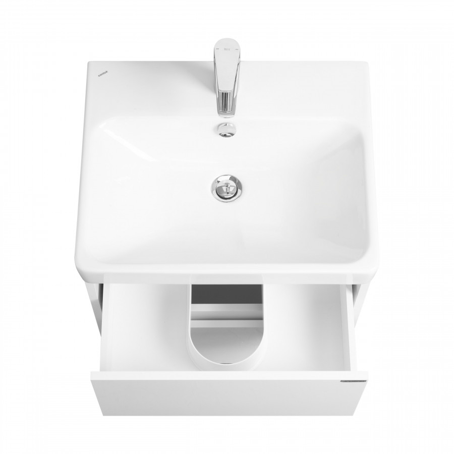 Тумба СКАНДИ 55, подвесная, 2 ящ., белая матовая/белый глянец (под раковину АДРИАНА 55)