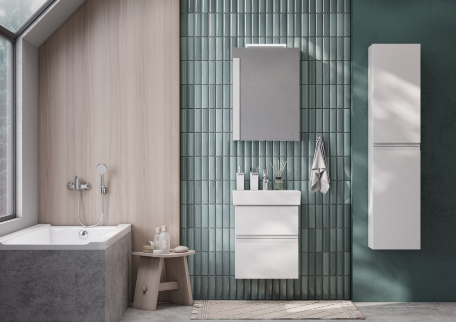 OLETA Зеркальный шкаф 50, левый, белый глянец