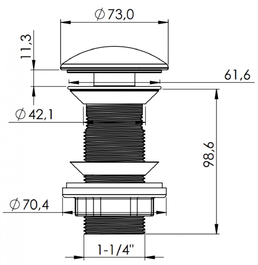Донный клапан керамический без перел., САНТЕК