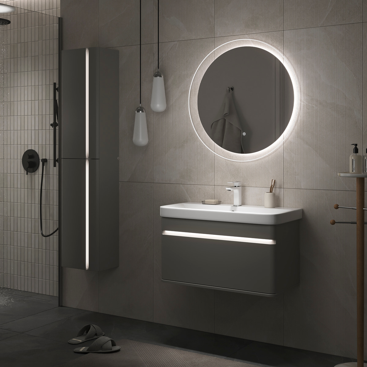 Зеркало EQUIL Elegante D80 с подсветкой амарок)