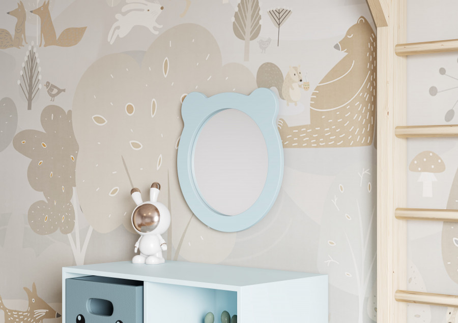 Зеркало КАСПЕР МИШКА , круглое, голубой матовый