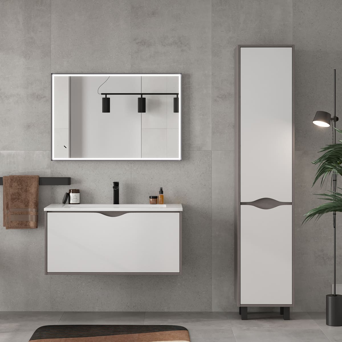 Зеркало EQUIL Smile LED 100 серый муар