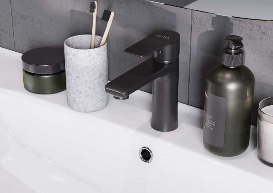 АРМА Смеситель для раковины, черный матовый,САНТЕК