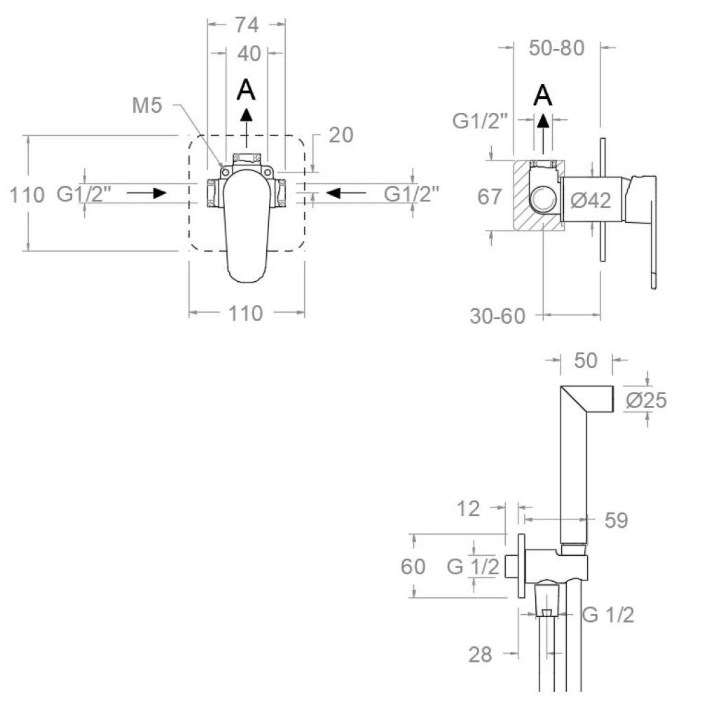 Гигиенический душ WC 364502OC золото