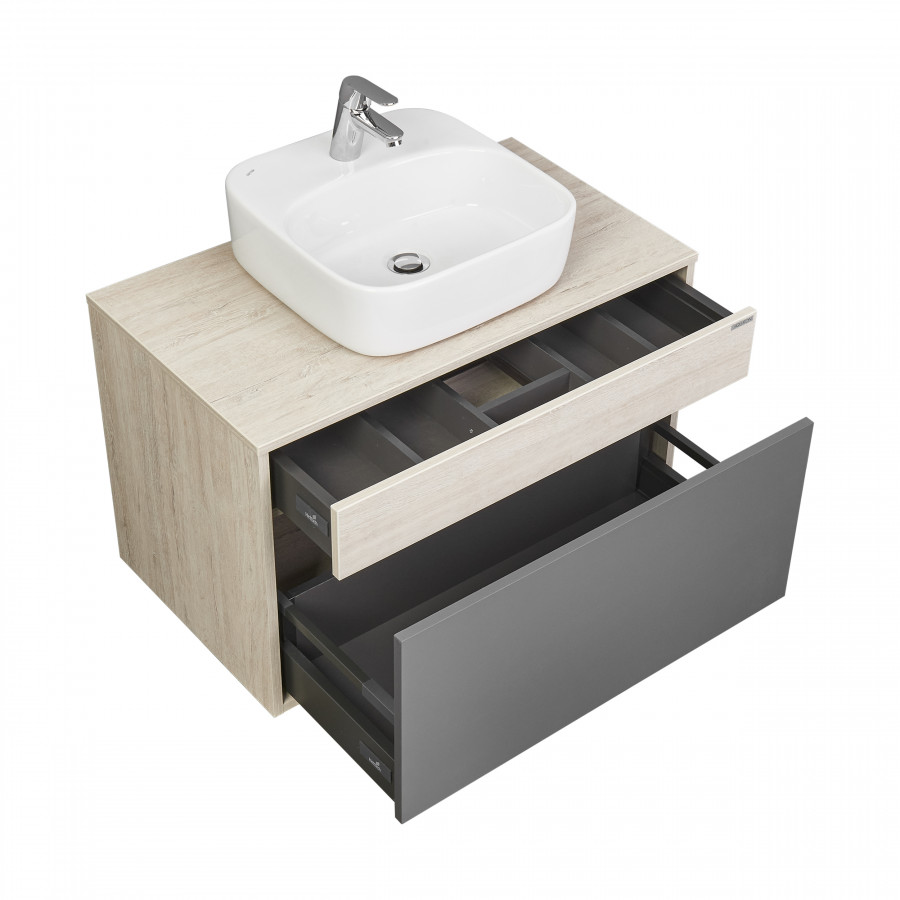 Тумба ЛОФТ УРБАН 80, серый графит, дуб орегон (под раковину MILA 35, MILA 40, ОДРИ 42)