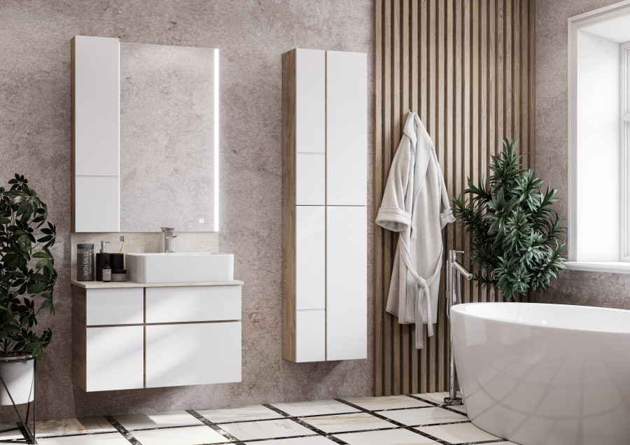 Шкаф МИШЕЛЬ 43, подвесной, дуб эндгрейн, белый