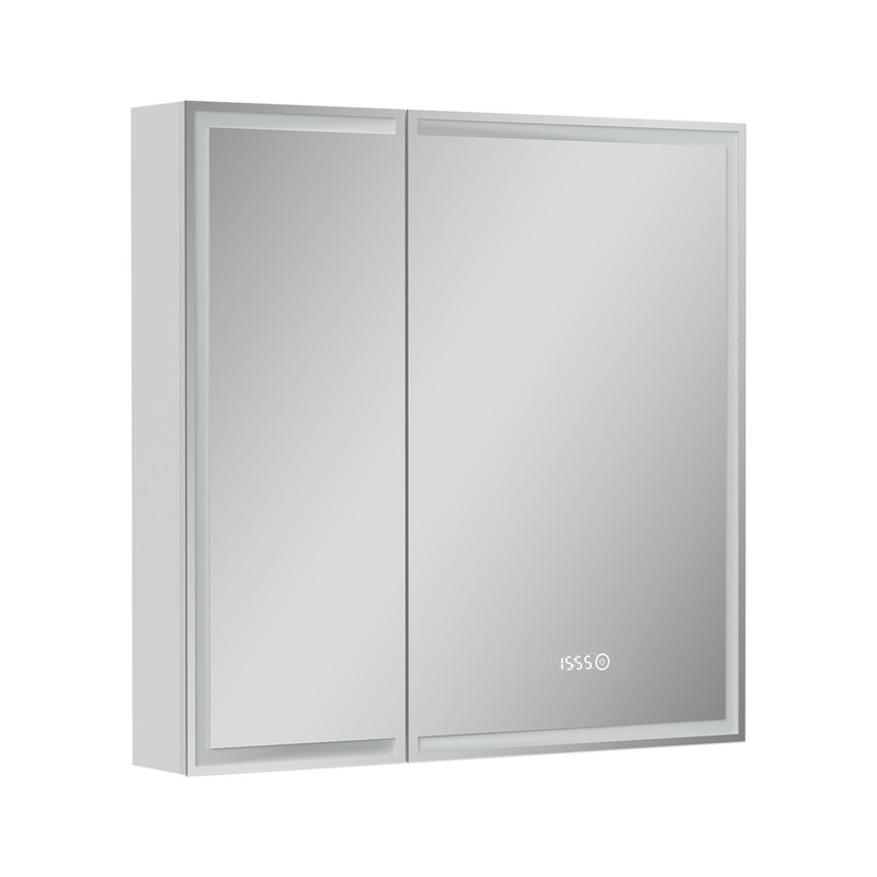 Зеркальный шкаф EQUIL Corner LED 80 с часами белый