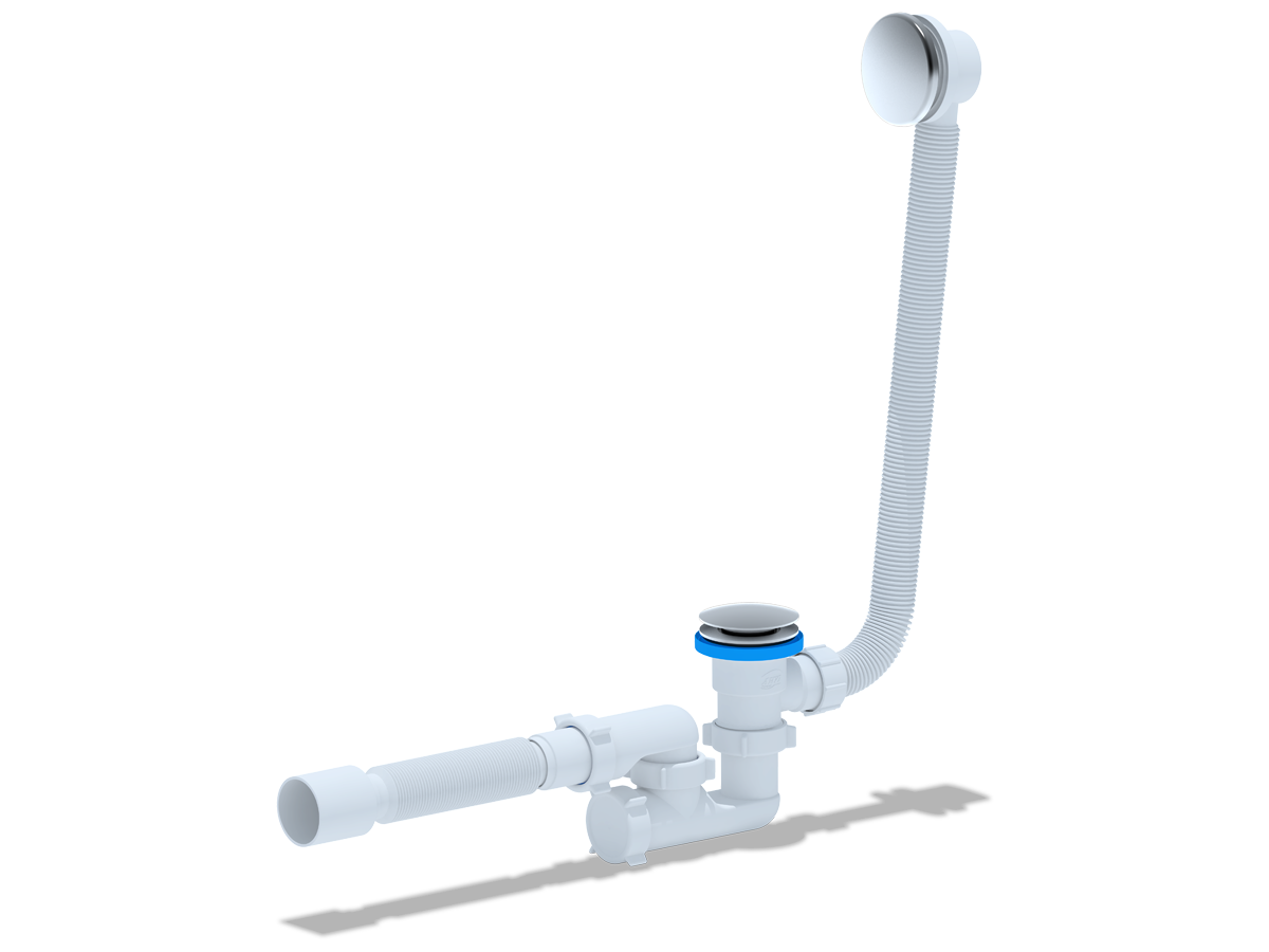Сифон для ванны АНИ Пласт EC255G 1 1/2 дюйма 40 клик-клак гриб с переливом и гибкой трубой 40х50
