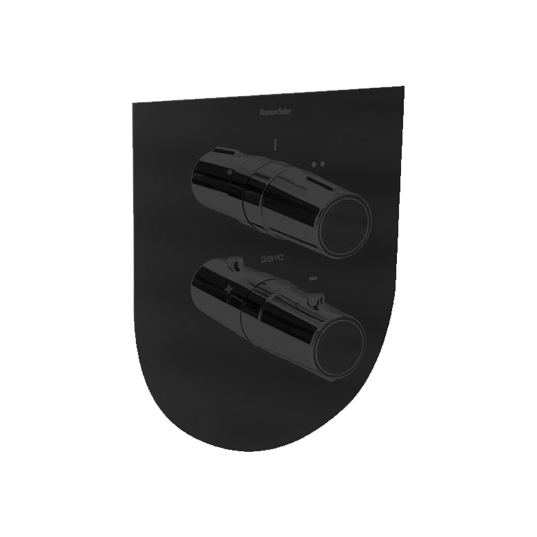 Встраиваемый термостатический смеситель для душа TZAR 348712SNM матовый черный на 2 выхода