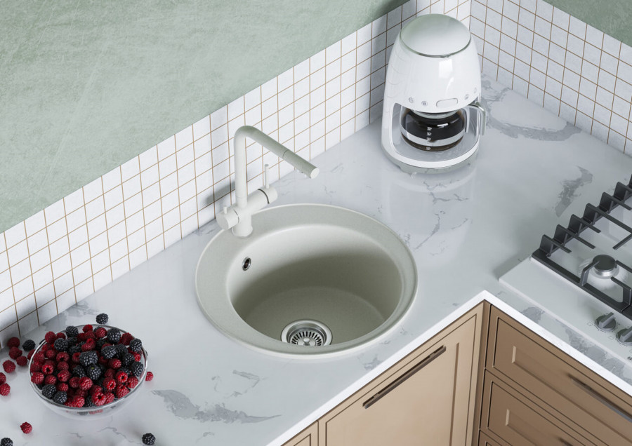 Мойка кухонная ШЕЛЛИ 50, круглая, жемчуг