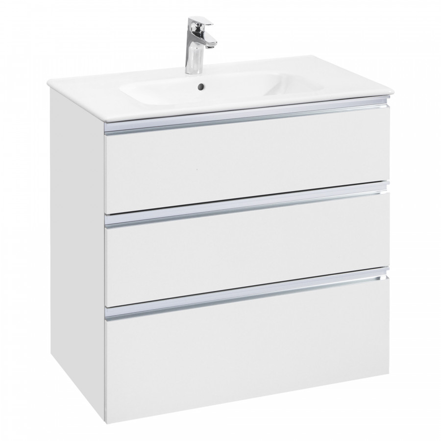 GAP Тумба под раковину GAP 80, белый глянец, 3 ящ., ROCA