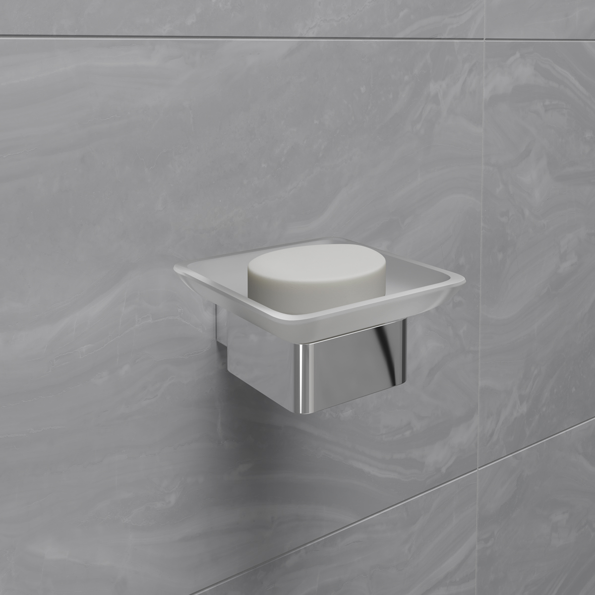 Мыльница SMOOTH LINE с держателем, хром