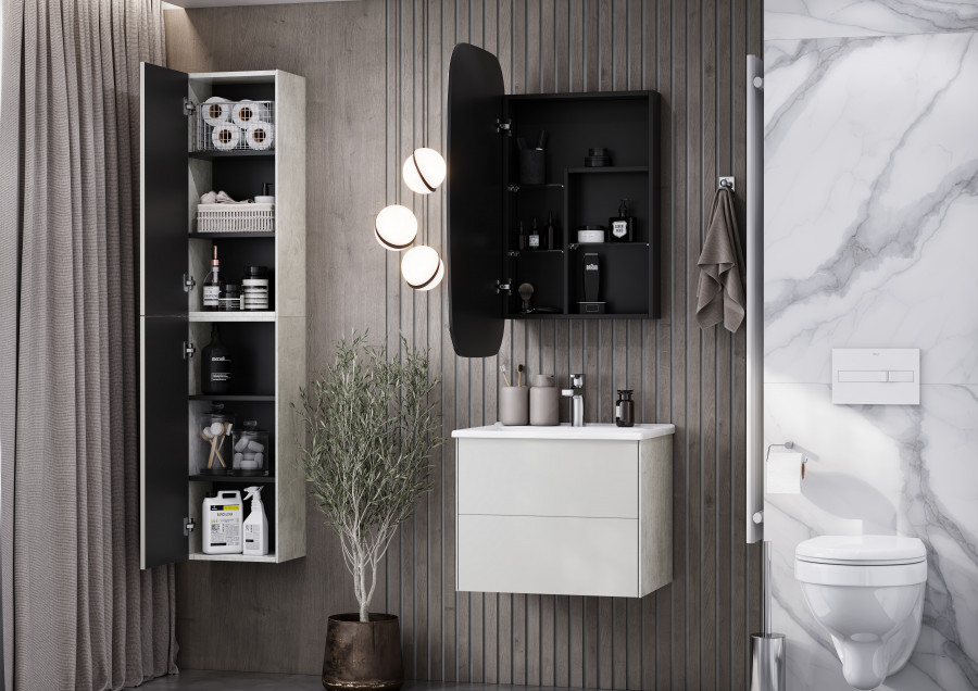 Зеркальный шкаф СОХО 60, графит, правый