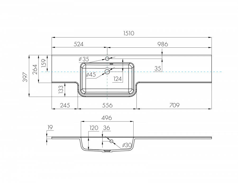 Раковина HOTEL B 151, левая, белая