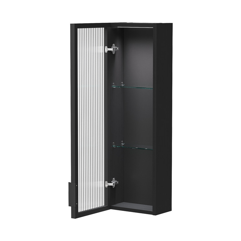 Шкаф EQUIL Stoune 25.1D со стеклом узкий универсальный, дуб черный (sSTOUNE25.1D.R/L-35)