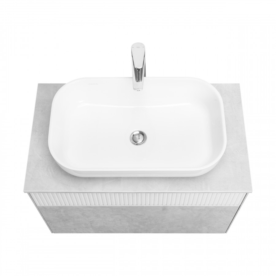 Тумба МАРБЛ 80, 2 ящ., слейт/белый матовый (под раковину MILA 35, MILA 40, ОДРИ Soft 42, ОДРИ Round 