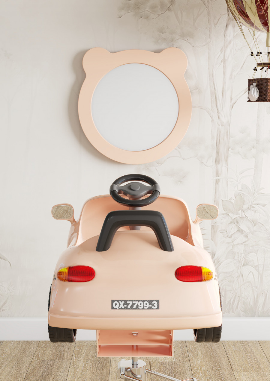 Зеркало КАСПЕР МИШКА , круглое, розовый матовый