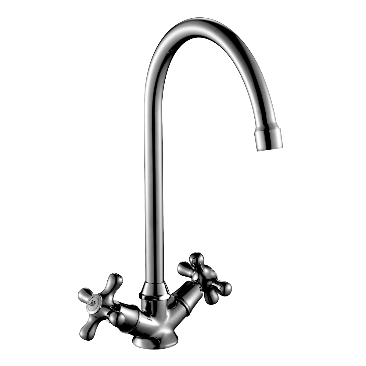 H02 Смеситель для кухни, выс.пов.излив 165мм, р/ДВ, хром, ROS, H02-72