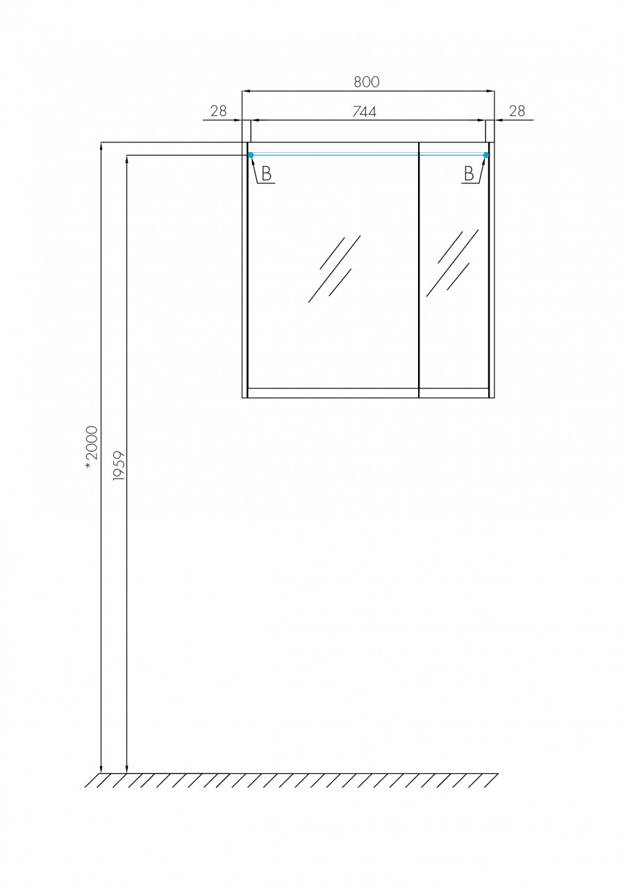 Зеркальный шкаф НОРТОН 80, белый