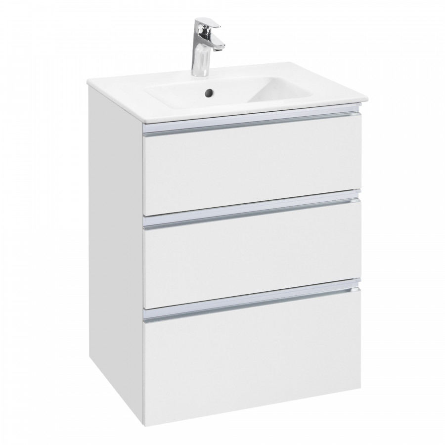 GAP Тумба под раковину GAP 60, белый глянец, 3 ящ., ROCA