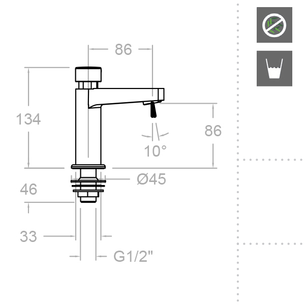Кран нажимной порционный SOLESTOP 745103