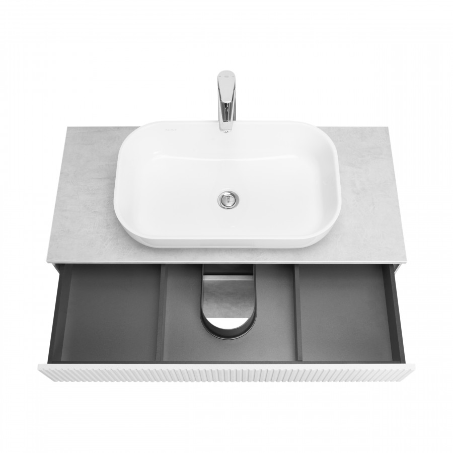 Тумба МАРБЛ 100, 2 ящ., слейт/белый матовый (под раковину MILA 35, MILA 40, ОДРИ Soft 42, ОДРИ Round