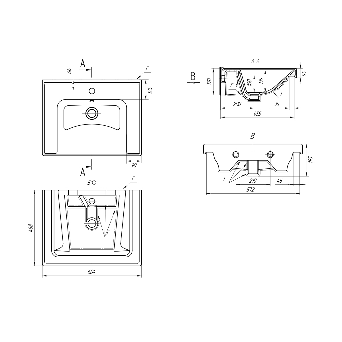 Раковина керамическая "Грэйс 60"