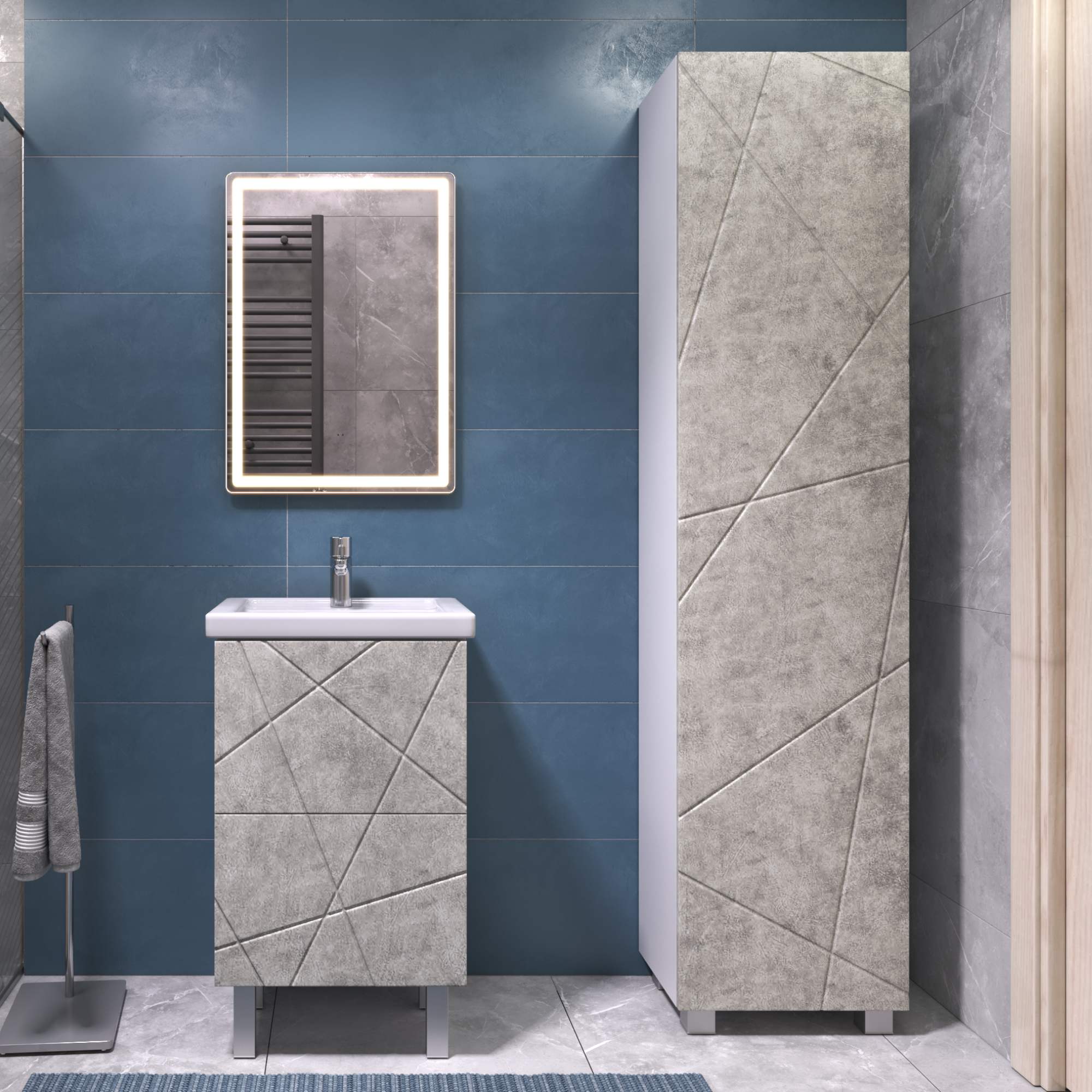 Шкаф-пенал VIGO Geometry 45 напольный бетон (243 бетон)