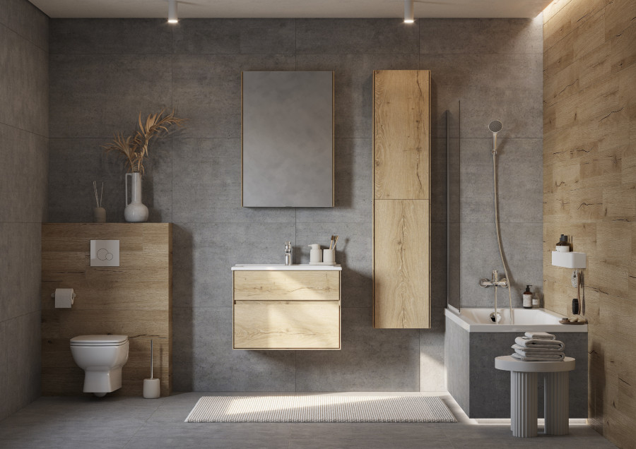 Зеркальный шкаф ЛИБЕРТИ 65, подвесной, дуб эльвезия