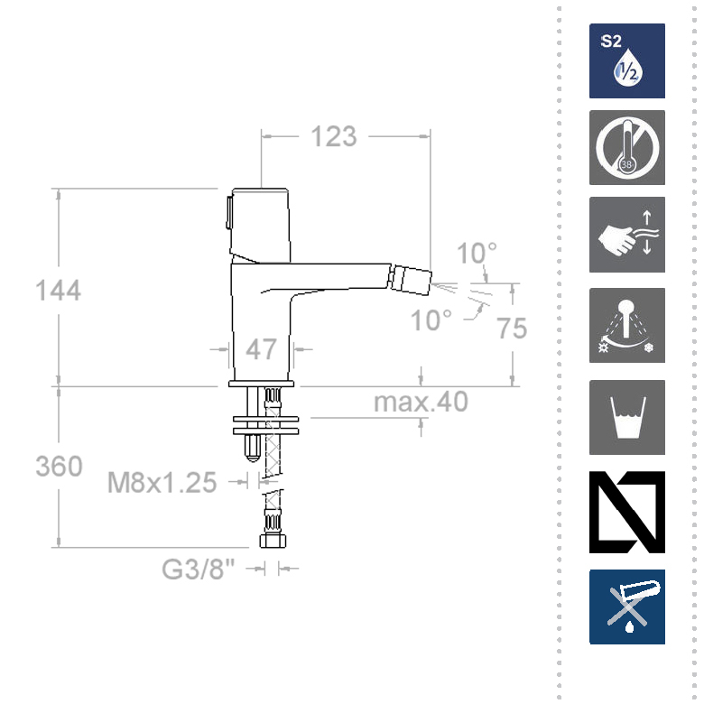 Смеситель для биде однорычажный TZAR 340301