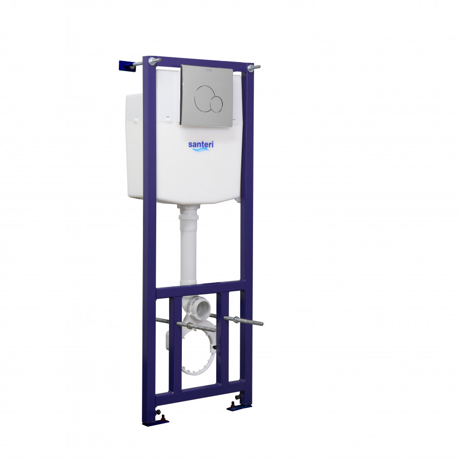 Пэк Альфа комфорт (подвес. унитаз с сиденьем полипр. SC, инсталляция, панель хром. глянец) SANTERI