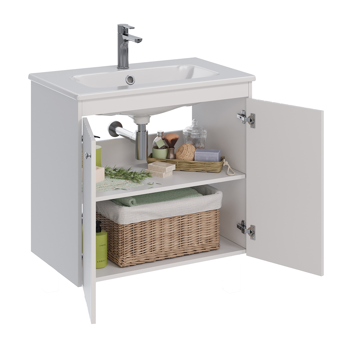 Тумба Lemark ROMANCE 80 см под 1 раковину, подвесная/напольная, 2-х дверная, цвет корпуса, фасада: Б