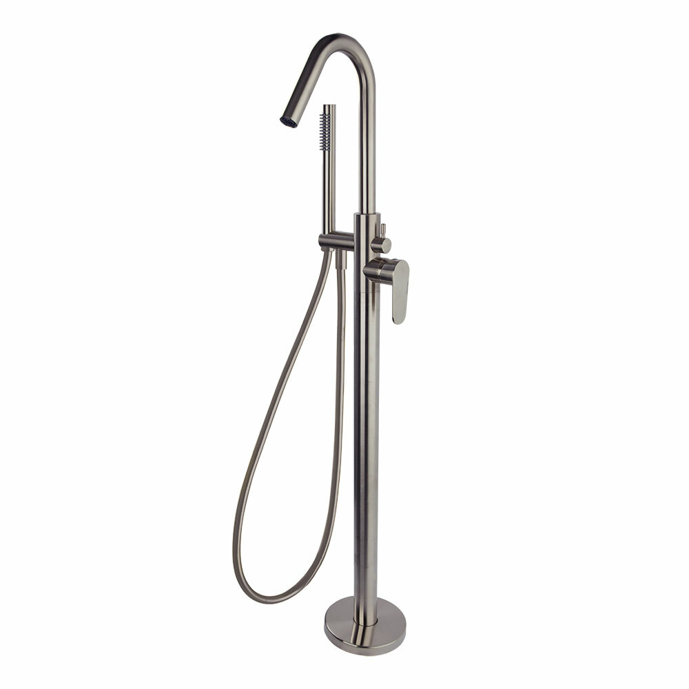 Напольный смеситель для ванны однорычажный с душевым комплектом ALEXIA 368503DNC никель брашированны