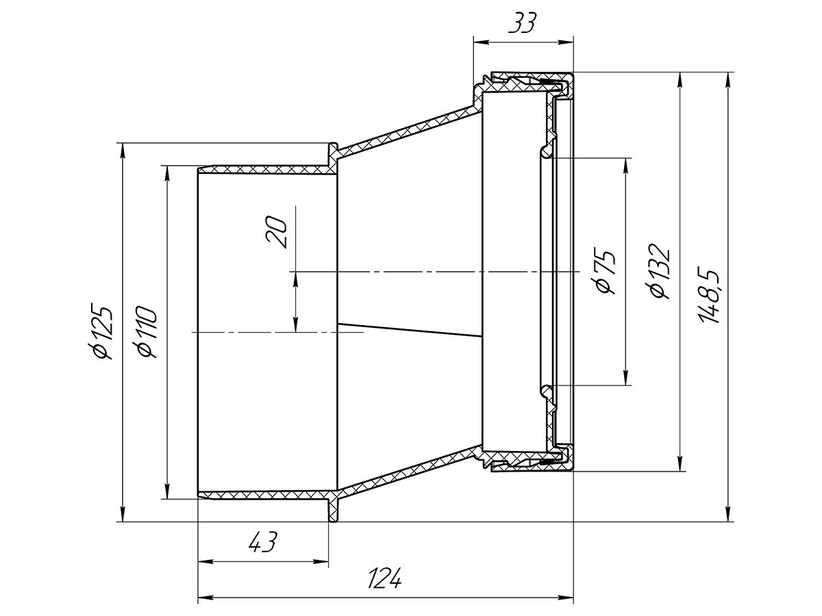 Эксцентрик жесткий АНИ Пласт W0221 20 мм выпуск 110 мм
