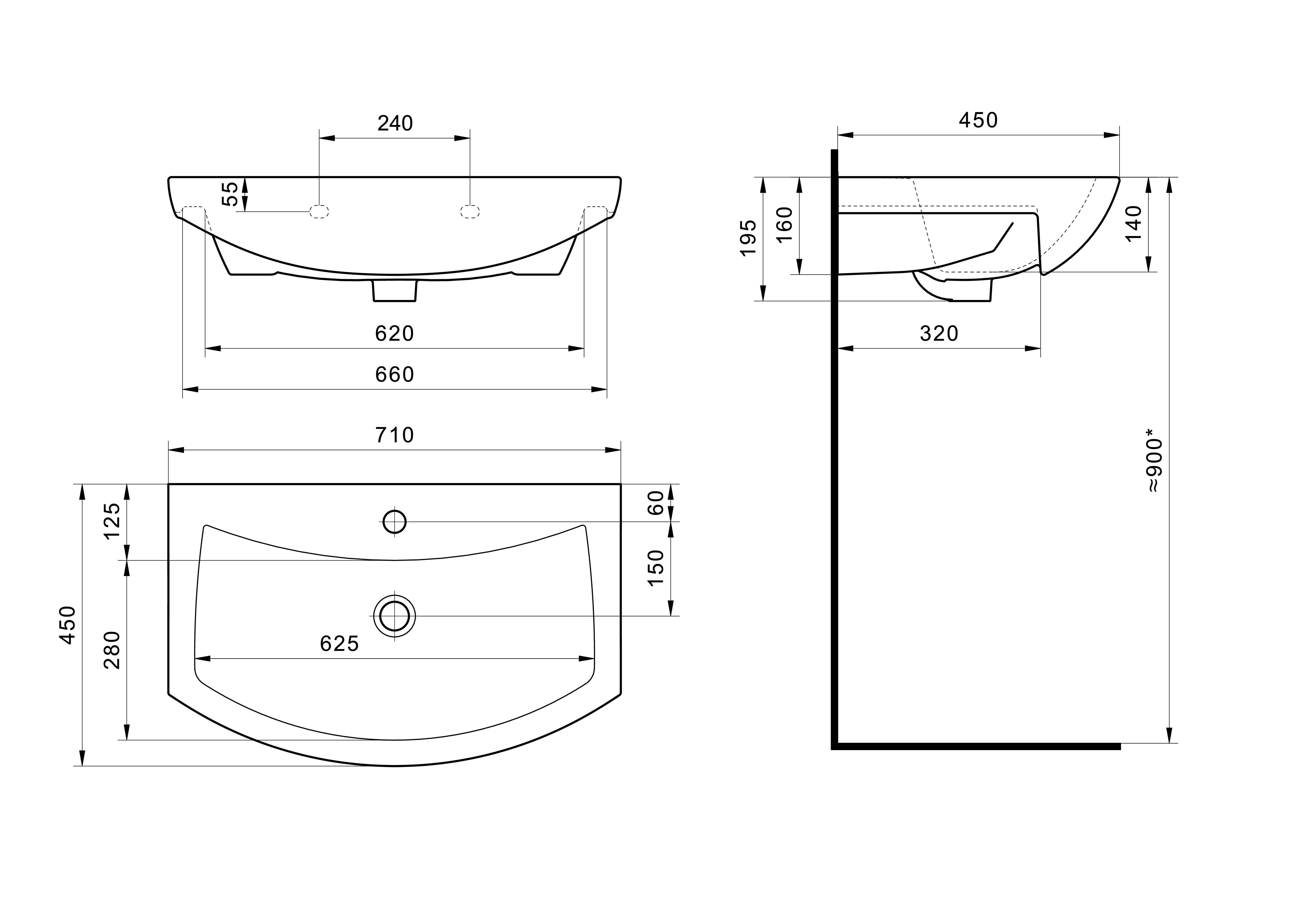Раковина SANTEK Балтика 70 мебельная белый (WH207776)