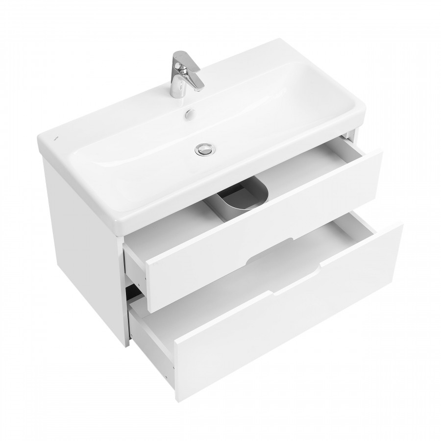 Тумба ОЛИВИЯ 90, подвесная, 2 ящ., белая матовая (под раковину АДРИАНА 90)