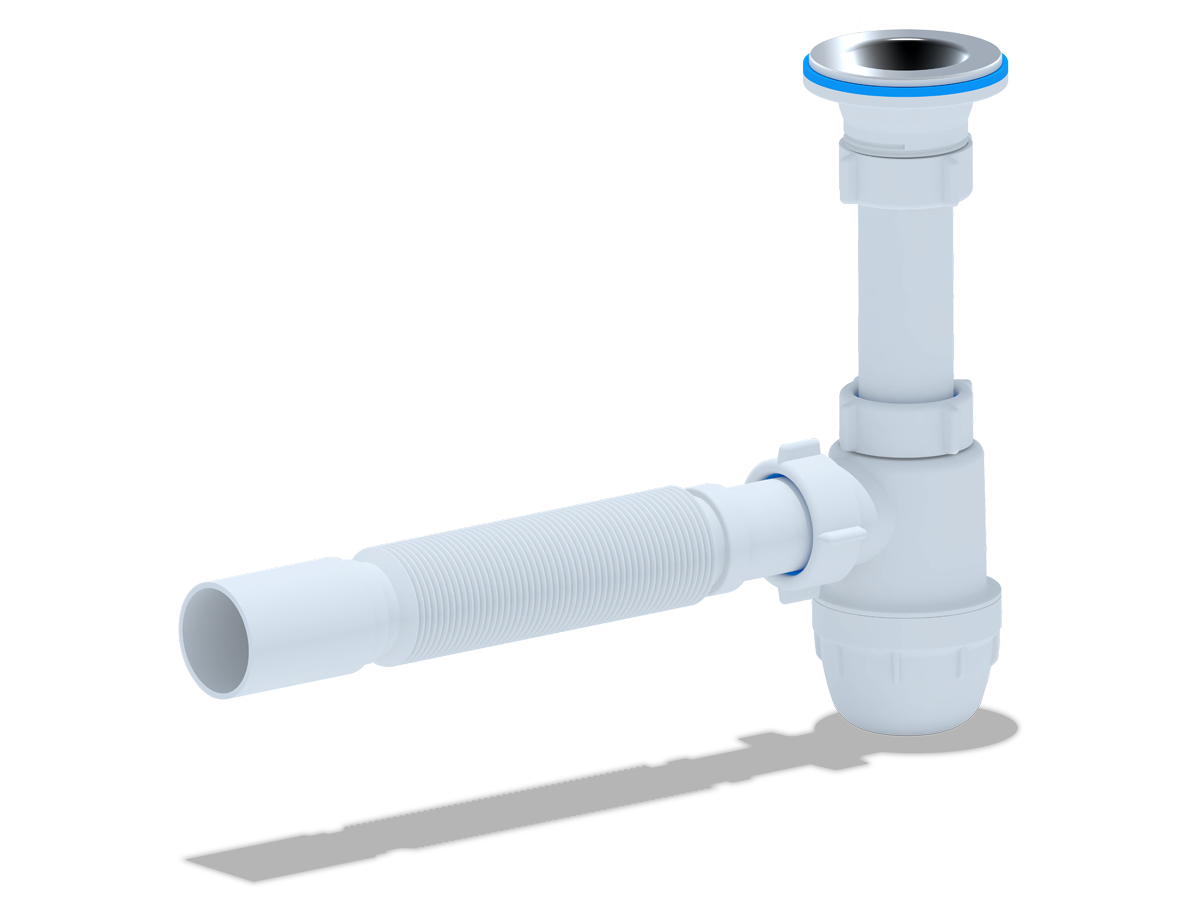 Cифон для раковины АНИ Пласт Юнг BM1010 1 1/4 дюйма 32 c гибкой трубой 32х40