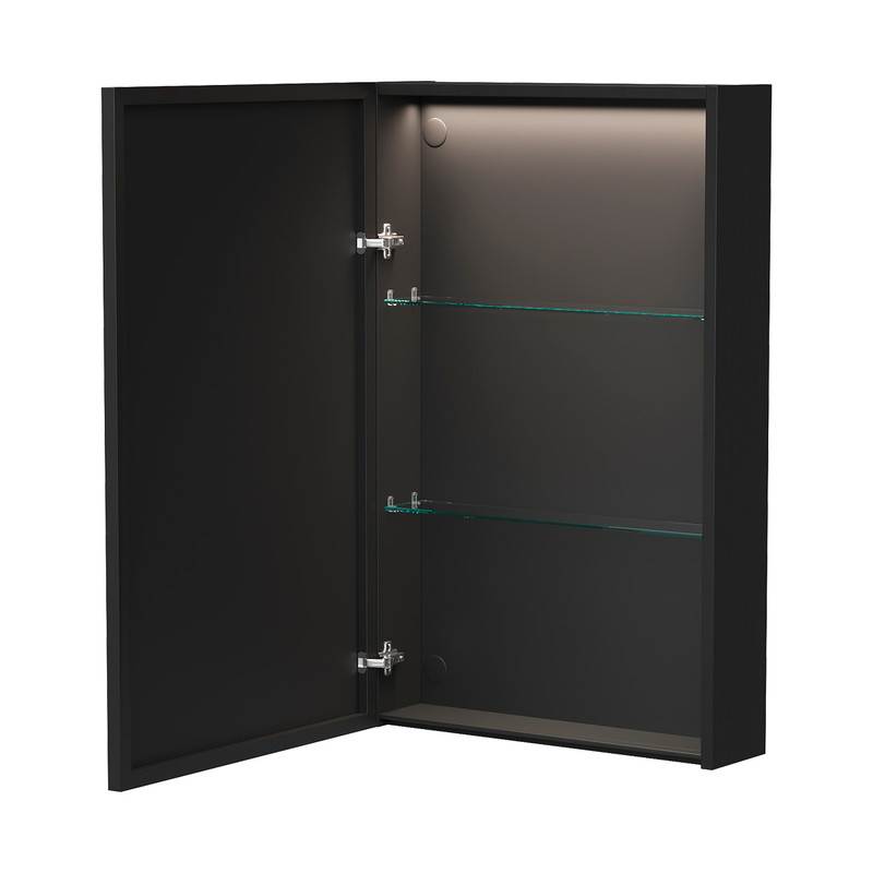 Шкаф зеркальный EQUIL Strong 50, подвесной, 1 дв., дуб черный (szSTRONG.LED.50.1D.R/L-35)