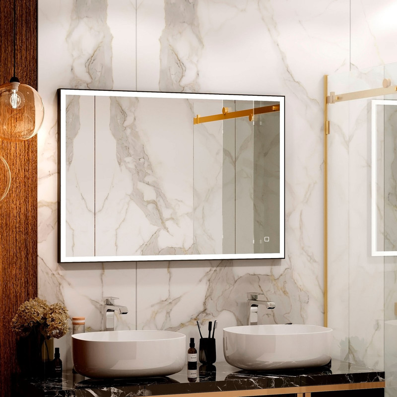 Зеркало Solid Black 900x700, реверсивное крепление