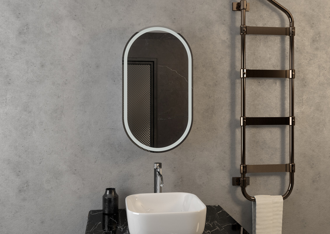 Зеркало-шкаф Elmage black LED 450х800