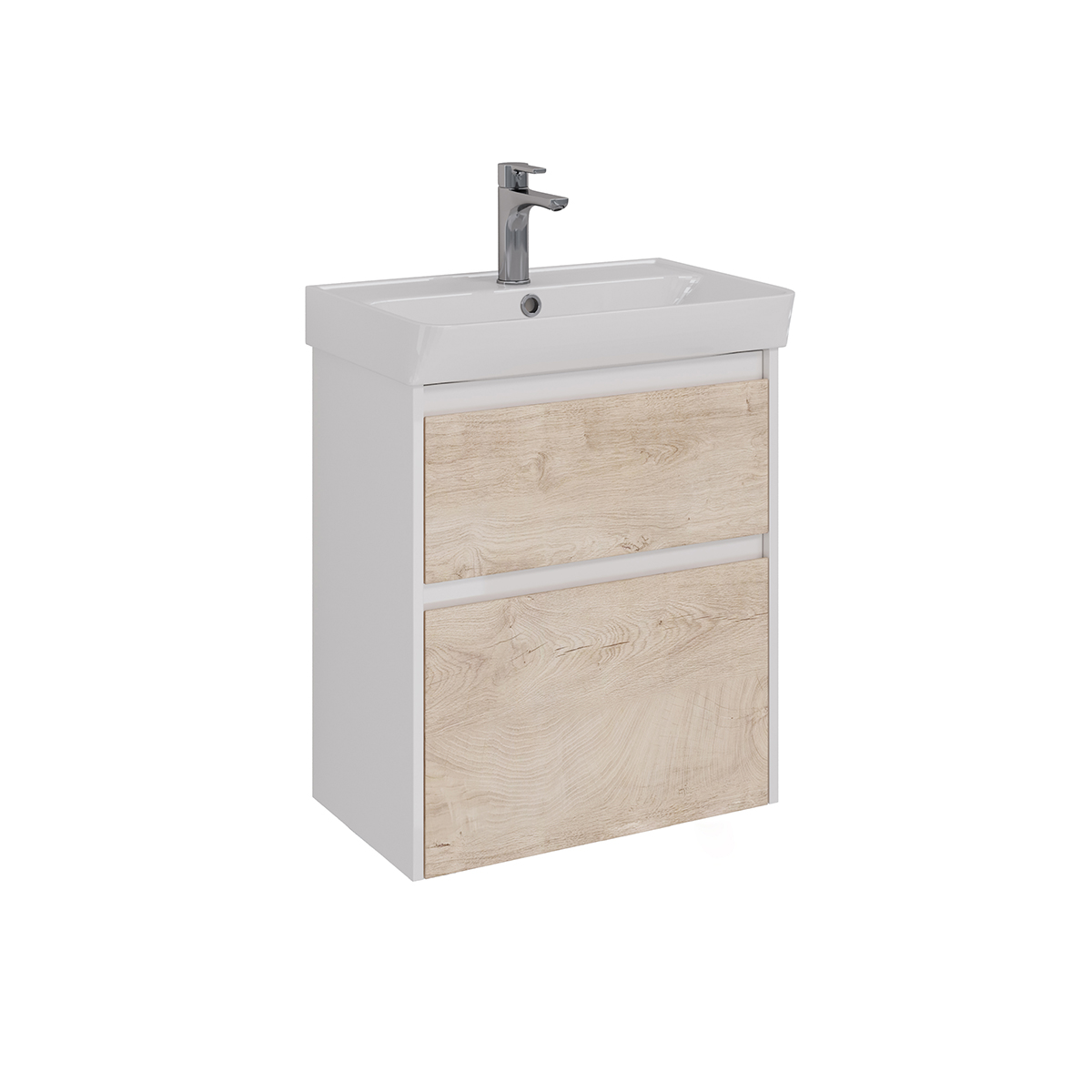 Тумба Lemark COMBI 60 см под 1 раковину, подвесная/напольная, 2 ящика, цвет фасада: Дуб кантри, цвет