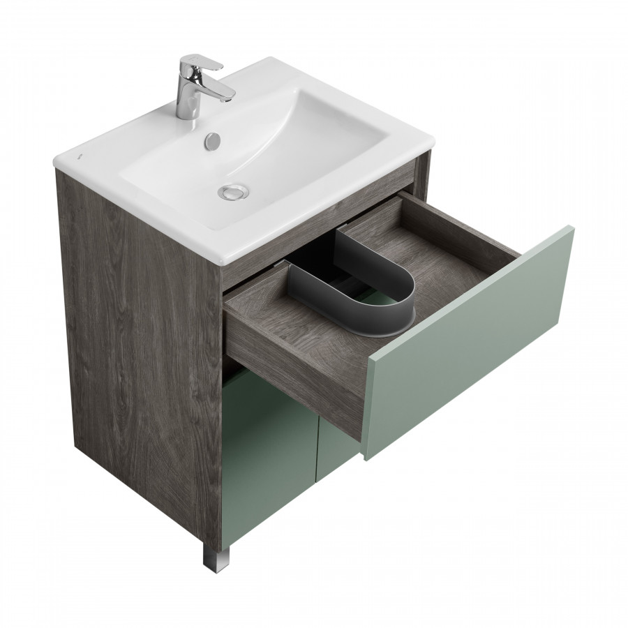 Тумба ФОРЕСТ 60, 1 ящ., 2 дв., дуб рошелье/сумеречный голубой (под раковину ЭЛИНА 60)