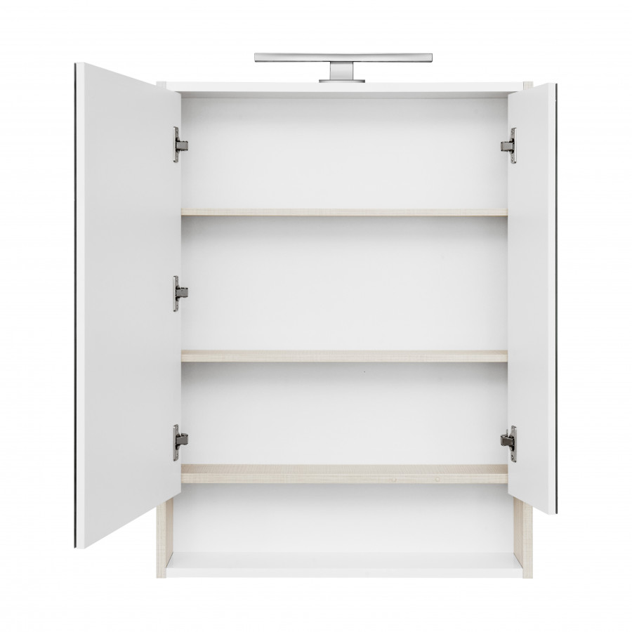 Зеркальный шкаф РИКО 65, белый, ясень фабрик