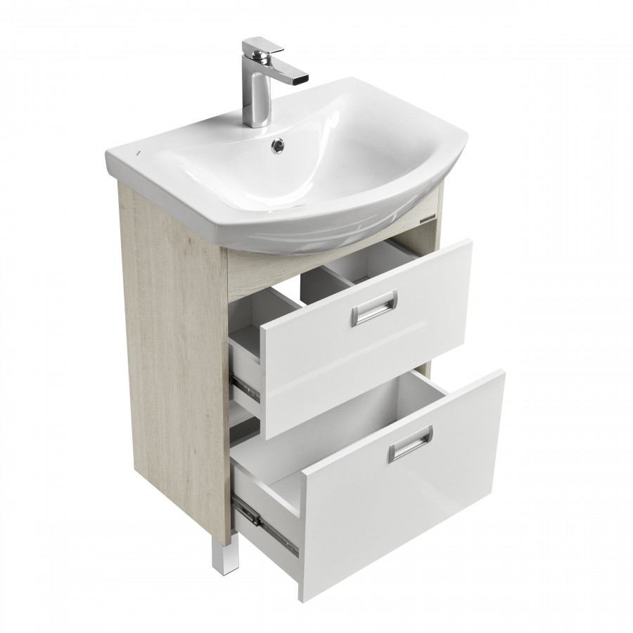 Тумба БЕККА 60, белая, дуб сомерсет (под раковину БАЛТИКА 60)