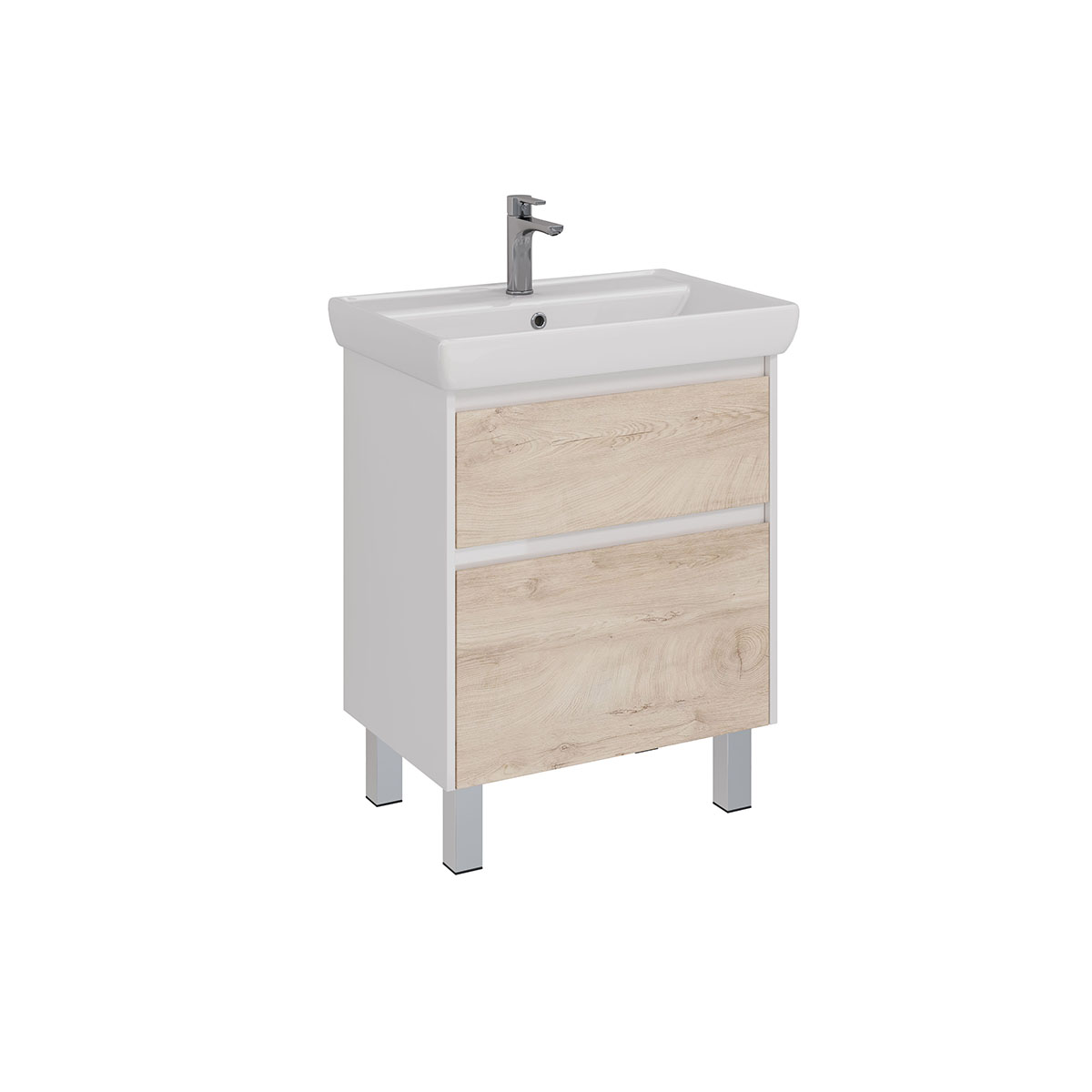 Тумба Lemark COMBI 70 см под 1 раковину, подвесная/напольная, 2 ящика, цвет фасада: Дуб кантри, цвет