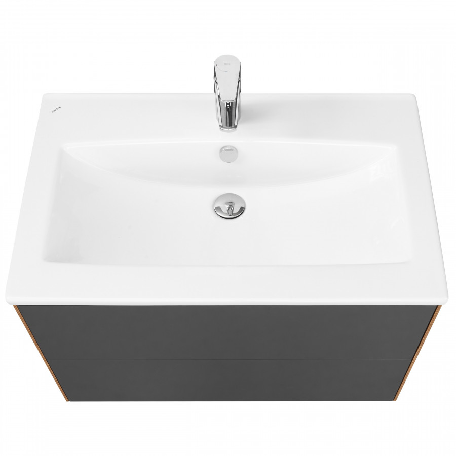 Тумба СОХО 75, дуб веллингтон, графит софт (под раковину ЭЛИНА 75)