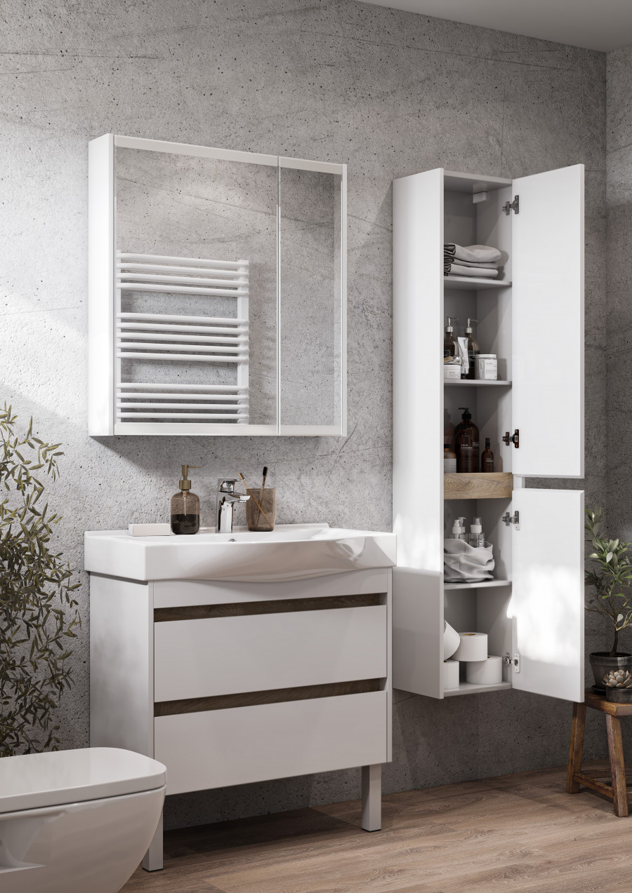 Тумба НОРТОН 80, белая (под раковину БЕВЕРЛИ 80)