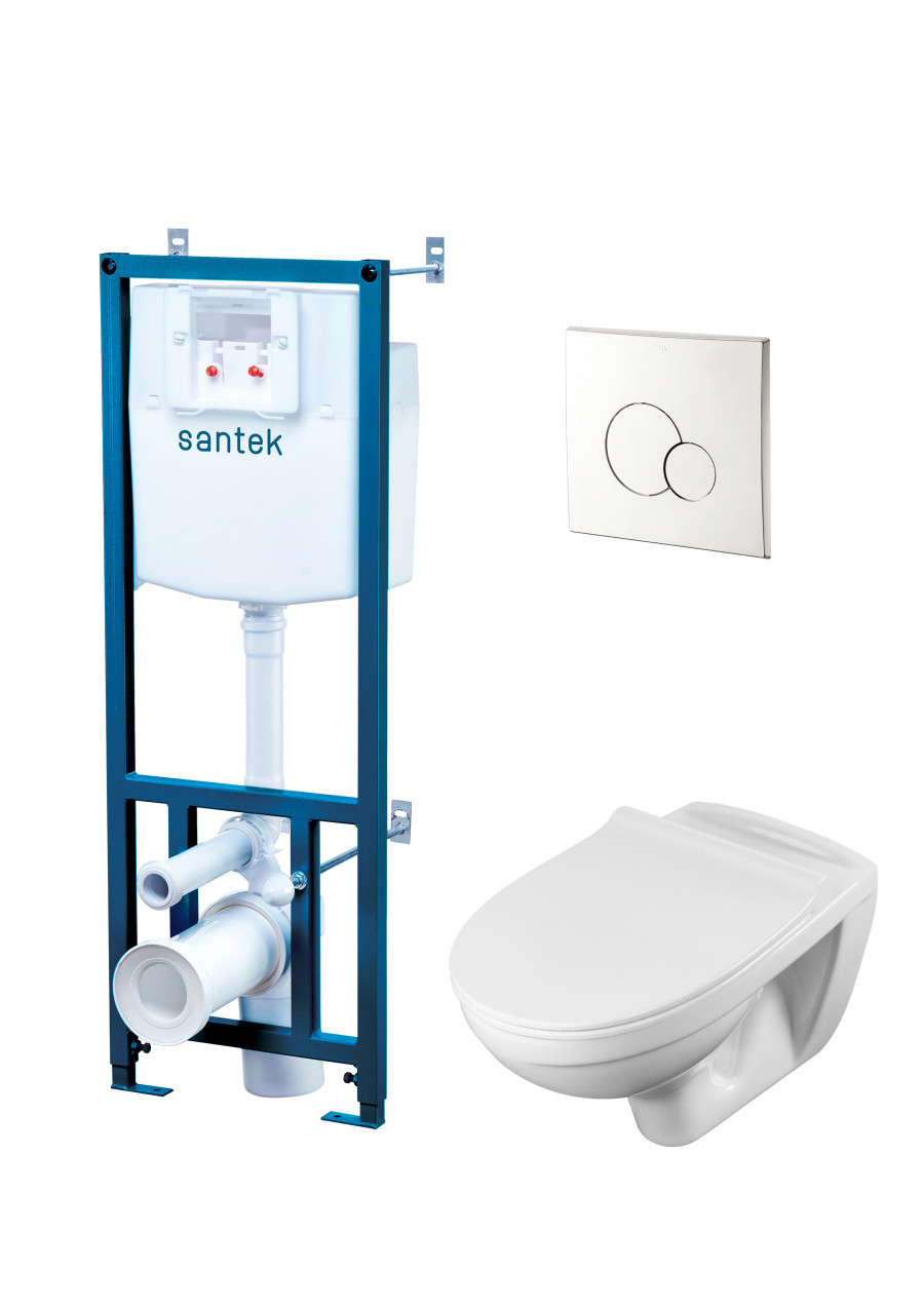 ПЭК БОРЕАЛЬ (подвес.унитаз,инсталляц,сид.дюр.Soft-close,Clip up,панель смыва хр.глянец),САНТЕК