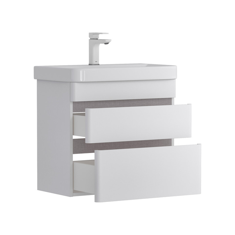 Тумба EQUIL Soldi 70 подвесная 2 ящ. белый софт (под раковину 9595-70)